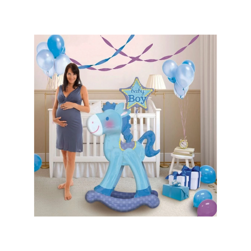 Giant Blue Rocking Horse AirWalker Baby Boy Foil Balloon