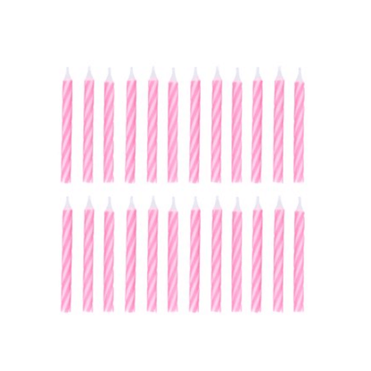 24 Pink Candles With Holders