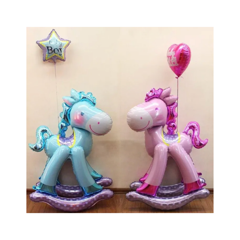 Giant Pink Rocking Horse AirWalker Baby Girl Foil Balloon 