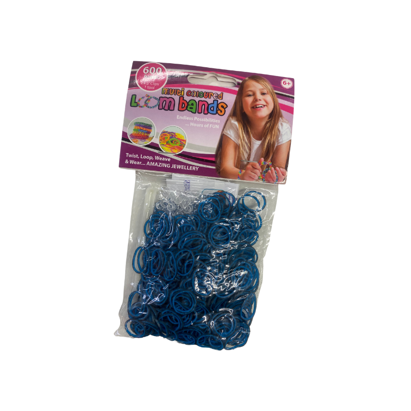 600 Multi Coloured Loom Bands Blue & Black