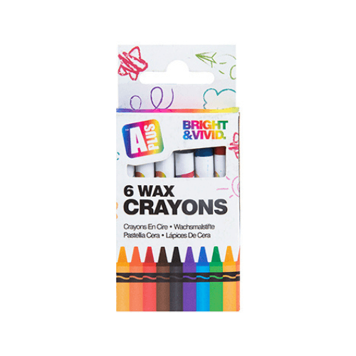 6 Wax Crayons Assorted Colour