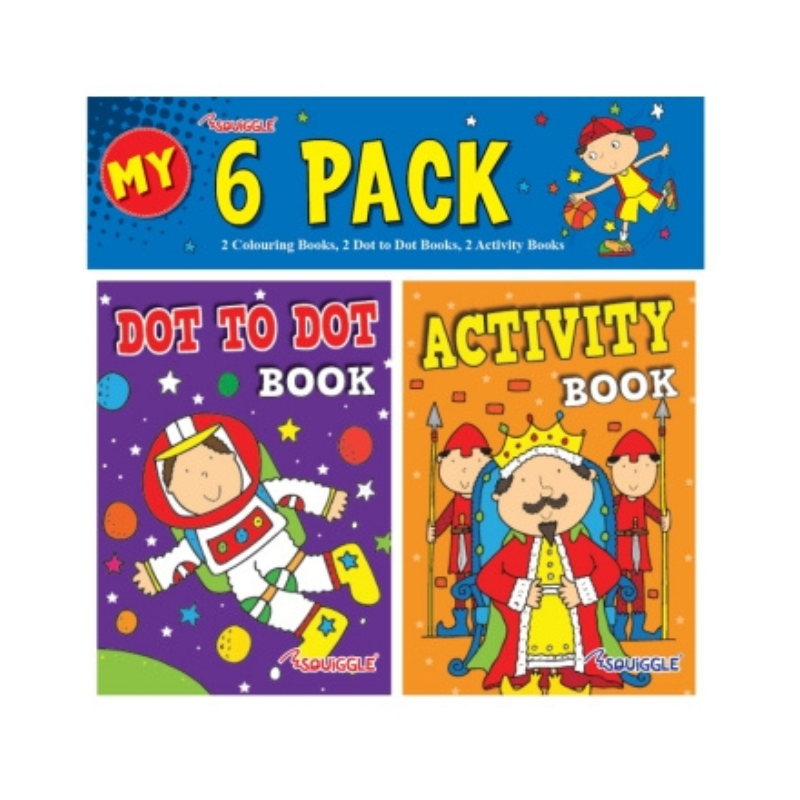 Boys Mini Colouring & Activity Books 6 Pack