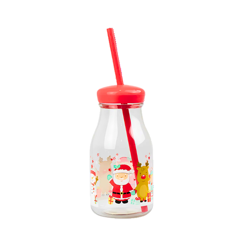 Christmas Kids Drink Bottle With Straw