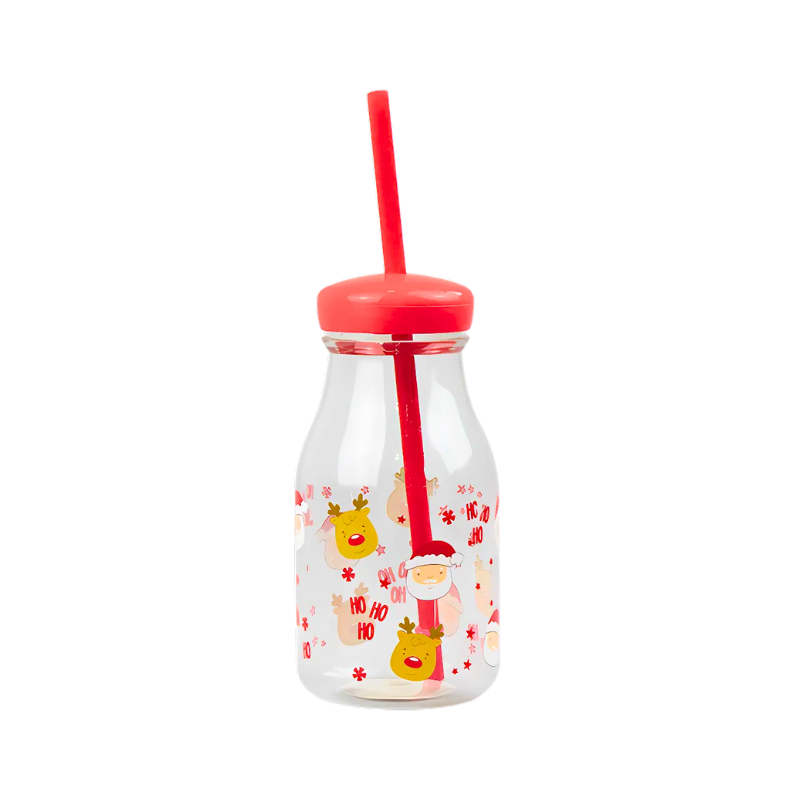 Christmas Kids Drink Bottle With Straw