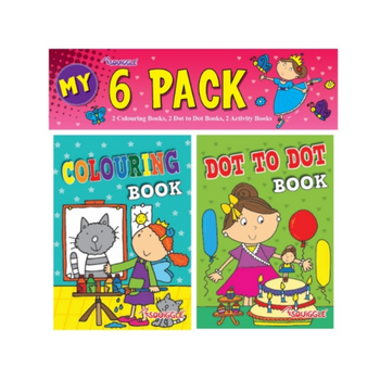 Girls Mini Colouring & Activity Books 6 Pack