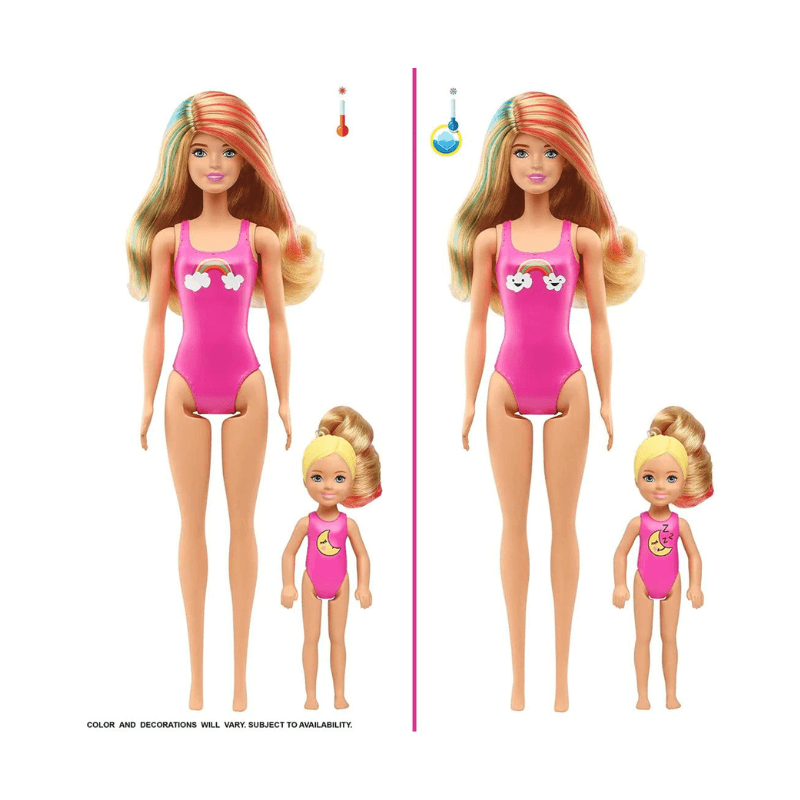 Mattel Barbie Colour Reveal Slumber Party Dolls & 50 Accessories Pack