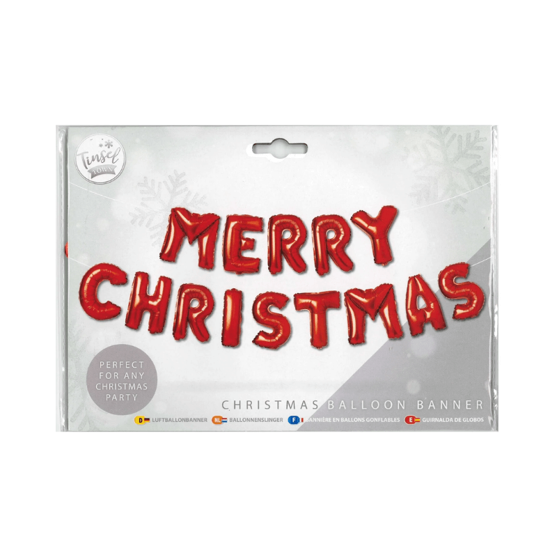 Merry Christmas Balloon Banner- Red