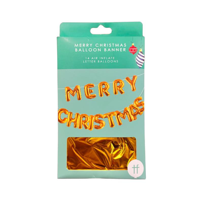 Merry Christmas Gold Balloon Banner