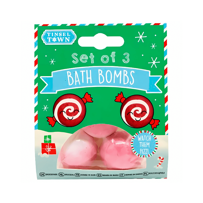 Set of 3 Pink Christmas Bath Bombs