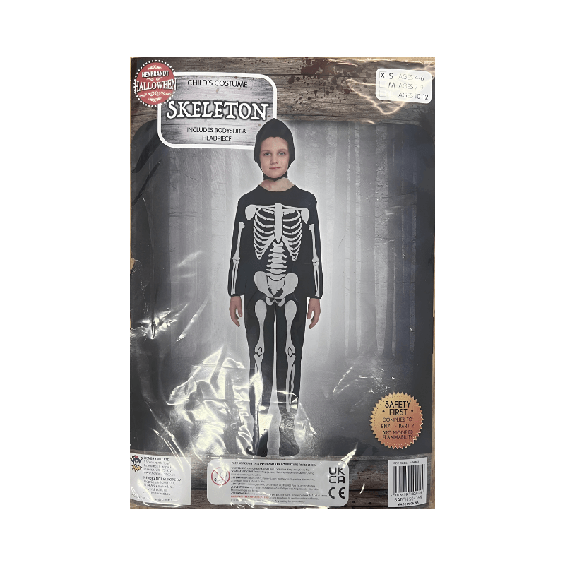 Skeleton Fancy Dress Costume - Age 4-6