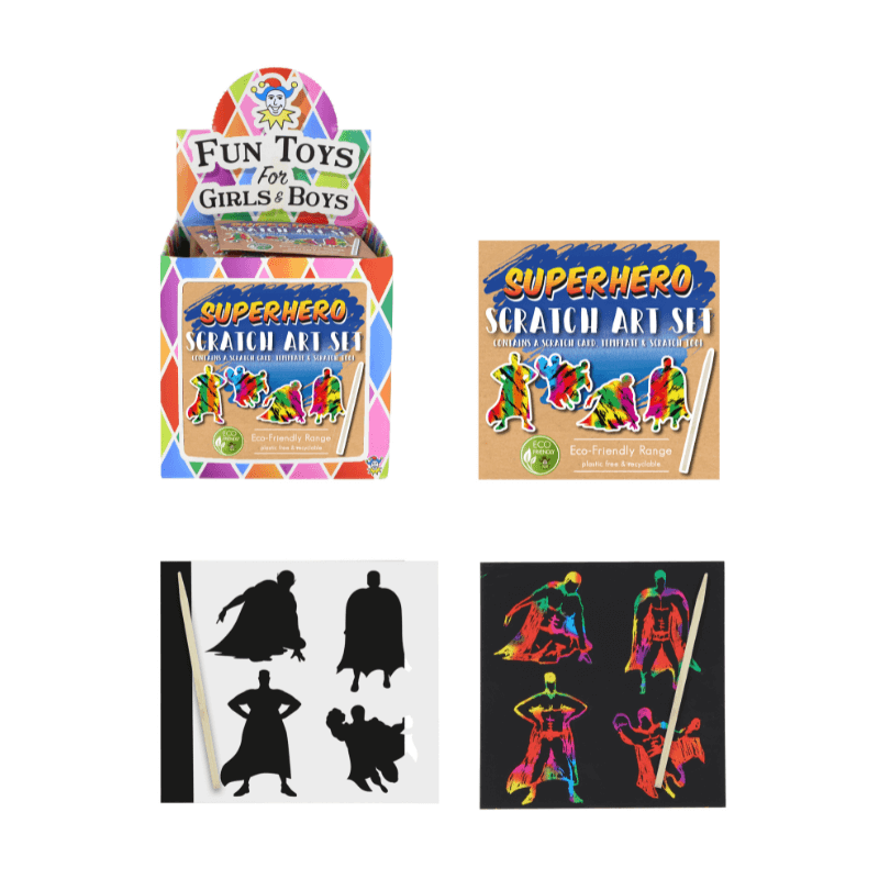 Mini Eco-Friendly Superhero Scratch Art Set – PoundFun™