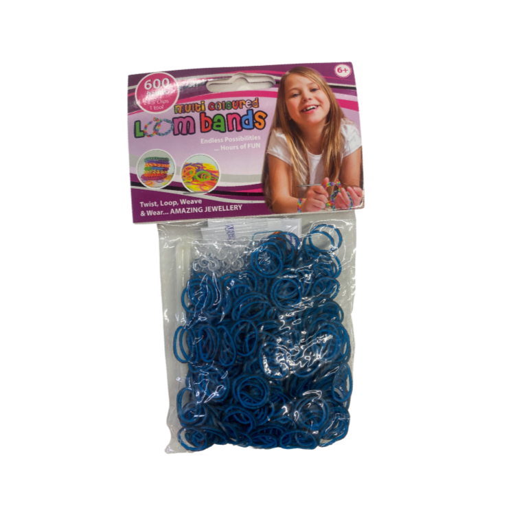 600 Multi Coloured Loom Bands Blue & Black