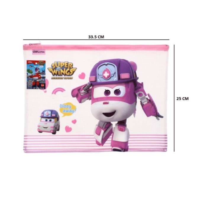 SUPER WINGS FOLDER ZIP BAG - Dizzy Away / Pink