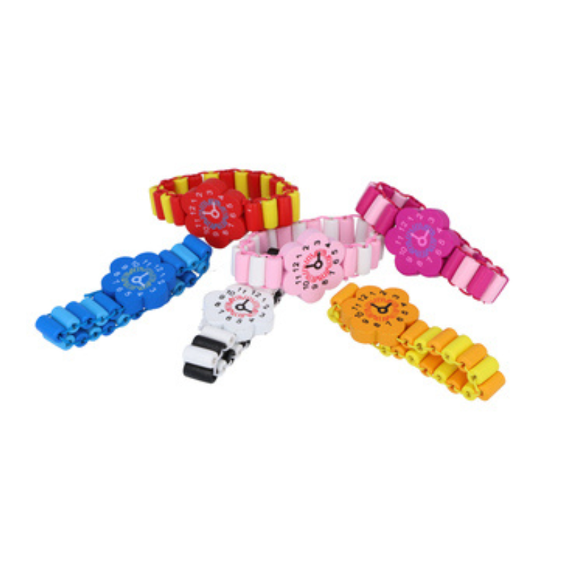 Bracelet de montre en bois coloré pour enfants