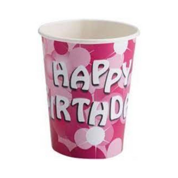 Pink Sparkle 8 Pack Happy Birthday Cups